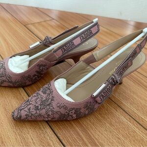 Dior Mauve Floral Slingback Heels